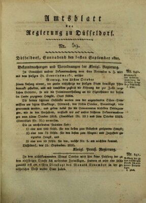 Amtsblatt für den Regierungsbezirk Düsseldorf Samstag 30. September 1820