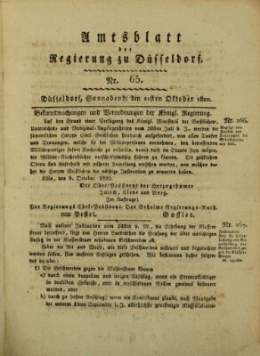 Amtsblatt für den Regierungsbezirk Düsseldorf Samstag 21. Oktober 1820