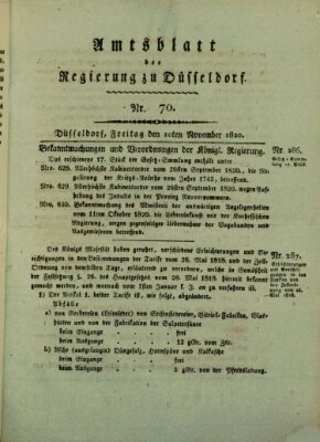 Amtsblatt für den Regierungsbezirk Düsseldorf Freitag 10. November 1820