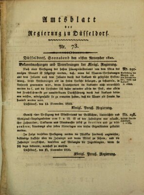 Amtsblatt für den Regierungsbezirk Düsseldorf Samstag 25. November 1820