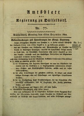 Amtsblatt für den Regierungsbezirk Düsseldorf Montag 18. Dezember 1820