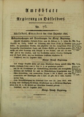 Amtsblatt für den Regierungsbezirk Düsseldorf Samstag 23. Dezember 1820