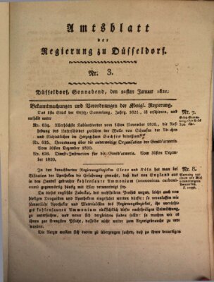 Amtsblatt für den Regierungsbezirk Düsseldorf Samstag 20. Januar 1821