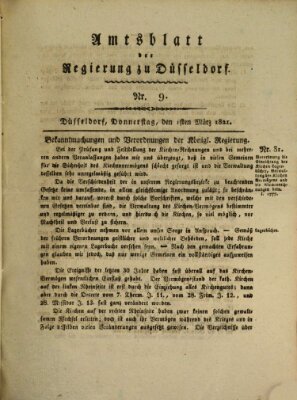 Amtsblatt für den Regierungsbezirk Düsseldorf Donnerstag 1. März 1821