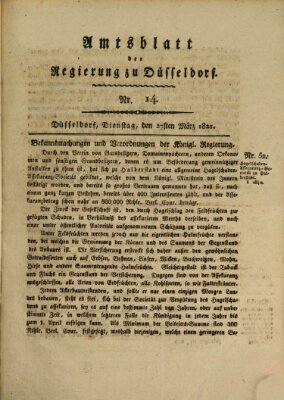 Amtsblatt für den Regierungsbezirk Düsseldorf Dienstag 27. März 1821