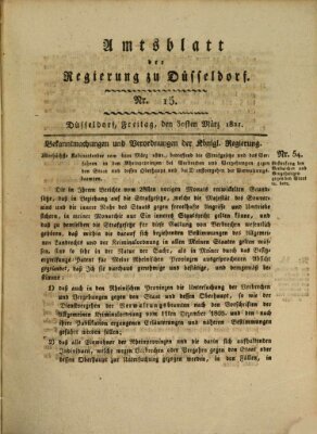 Amtsblatt für den Regierungsbezirk Düsseldorf Freitag 30. März 1821