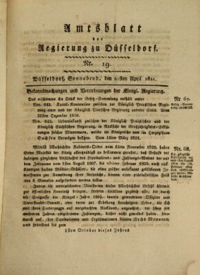 Amtsblatt für den Regierungsbezirk Düsseldorf Samstag 21. April 1821