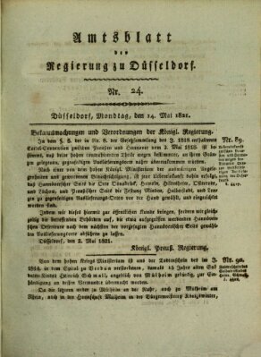 Amtsblatt für den Regierungsbezirk Düsseldorf Montag 14. Mai 1821