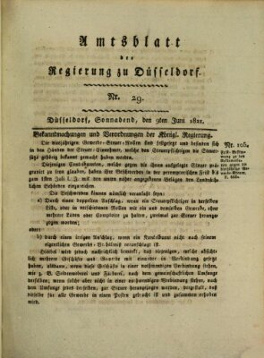 Amtsblatt für den Regierungsbezirk Düsseldorf Samstag 9. Juni 1821