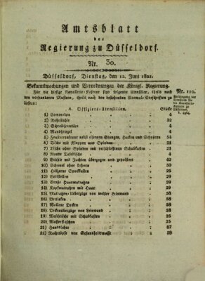 Amtsblatt für den Regierungsbezirk Düsseldorf Dienstag 12. Juni 1821