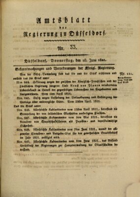 Amtsblatt für den Regierungsbezirk Düsseldorf Donnerstag 28. Juni 1821