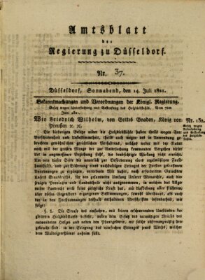 Amtsblatt für den Regierungsbezirk Düsseldorf Samstag 14. Juli 1821