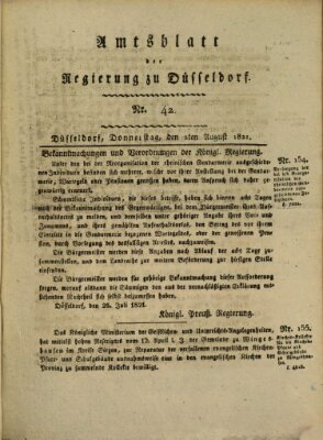 Amtsblatt für den Regierungsbezirk Düsseldorf Donnerstag 2. August 1821