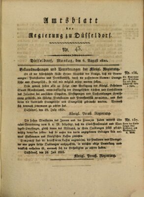 Amtsblatt für den Regierungsbezirk Düsseldorf Montag 6. August 1821