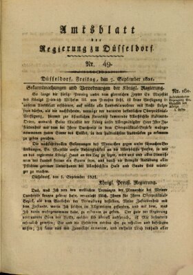 Amtsblatt für den Regierungsbezirk Düsseldorf Freitag 7. September 1821