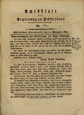 Amtsblatt für den Regierungsbezirk Düsseldorf Samstag 15. September 1821