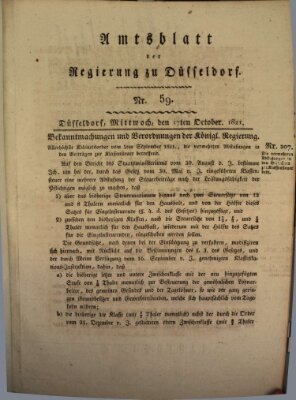 Amtsblatt für den Regierungsbezirk Düsseldorf Mittwoch 17. Oktober 1821