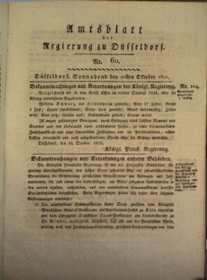 Amtsblatt für den Regierungsbezirk Düsseldorf Samstag 20. Oktober 1821