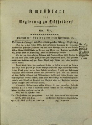 Amtsblatt für den Regierungsbezirk Düsseldorf Freitag 30. November 1821