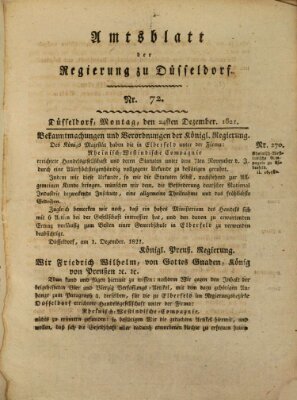 Amtsblatt für den Regierungsbezirk Düsseldorf Montag 24. Dezember 1821