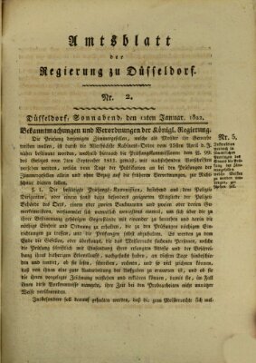 Amtsblatt für den Regierungsbezirk Düsseldorf Samstag 12. Januar 1822