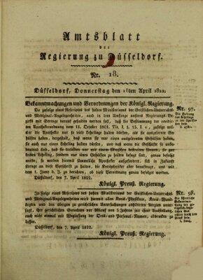 Amtsblatt für den Regierungsbezirk Düsseldorf Donnerstag 18. April 1822