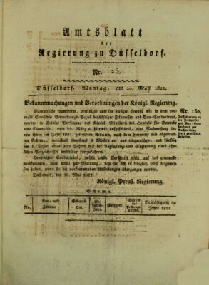 Amtsblatt für den Regierungsbezirk Düsseldorf Montag 20. Mai 1822