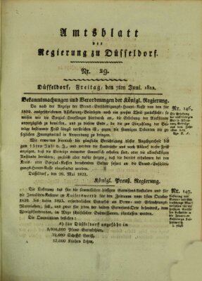 Amtsblatt für den Regierungsbezirk Düsseldorf Freitag 7. Juni 1822