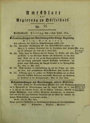 Amtsblatt für den Regierungsbezirk Düsseldorf Freitag 21. Juni 1822