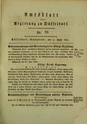 Amtsblatt für den Regierungsbezirk Düsseldorf Samstag 29. Juni 1822