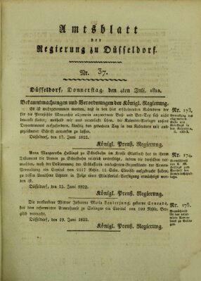 Amtsblatt für den Regierungsbezirk Düsseldorf Donnerstag 4. Juli 1822