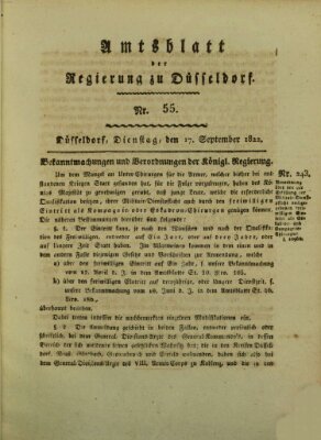 Amtsblatt für den Regierungsbezirk Düsseldorf Dienstag 17. September 1822