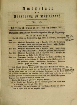 Amtsblatt für den Regierungsbezirk Düsseldorf Samstag 8. Februar 1823