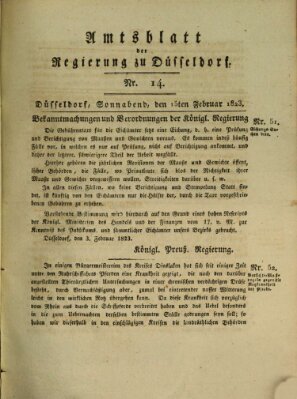 Amtsblatt für den Regierungsbezirk Düsseldorf Samstag 15. Februar 1823