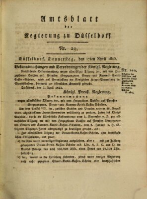 Amtsblatt für den Regierungsbezirk Düsseldorf Donnerstag 17. April 1823