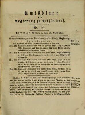 Amtsblatt für den Regierungsbezirk Düsseldorf Montag 28. April 1823