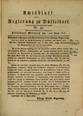 Amtsblatt für den Regierungsbezirk Düsseldorf Mittwoch 11. Juni 1823