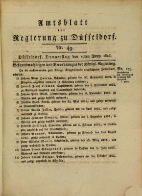 Amtsblatt für den Regierungsbezirk Düsseldorf Donnerstag 19. Juni 1823