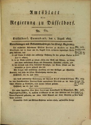 Amtsblatt für den Regierungsbezirk Düsseldorf Samstag 2. August 1823