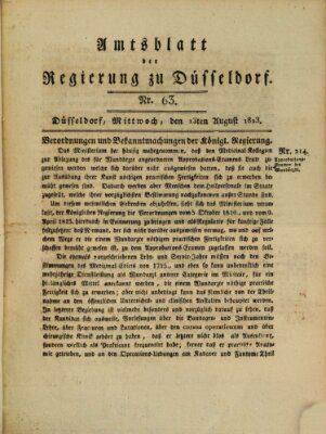 Amtsblatt für den Regierungsbezirk Düsseldorf Mittwoch 13. August 1823