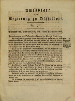 Amtsblatt für den Regierungsbezirk Düsseldorf Samstag 20. September 1823