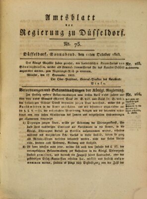 Amtsblatt für den Regierungsbezirk Düsseldorf Samstag 11. Oktober 1823