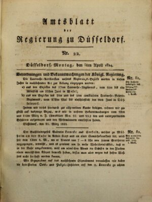 Amtsblatt für den Regierungsbezirk Düsseldorf Montag 5. April 1824