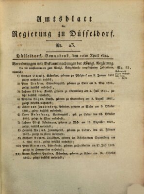 Amtsblatt für den Regierungsbezirk Düsseldorf Samstag 10. April 1824