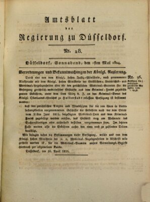 Amtsblatt für den Regierungsbezirk Düsseldorf Samstag 1. Mai 1824