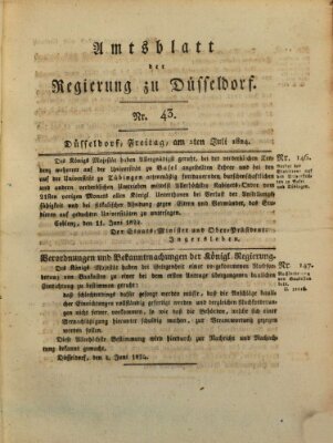 Amtsblatt für den Regierungsbezirk Düsseldorf Freitag 2. Juli 1824