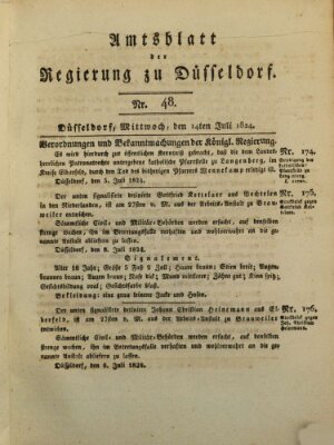 Amtsblatt für den Regierungsbezirk Düsseldorf Mittwoch 14. Juli 1824