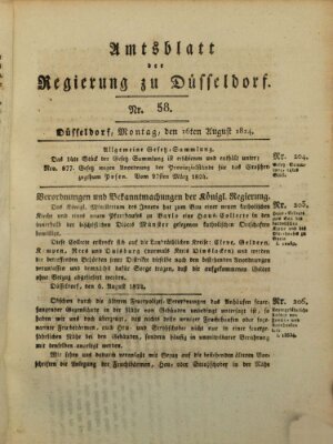 Amtsblatt für den Regierungsbezirk Düsseldorf Montag 16. August 1824