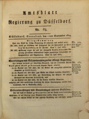 Amtsblatt für den Regierungsbezirk Düsseldorf Samstag 11. September 1824