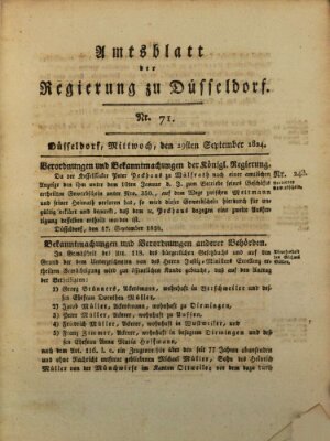 Amtsblatt für den Regierungsbezirk Düsseldorf Mittwoch 29. September 1824